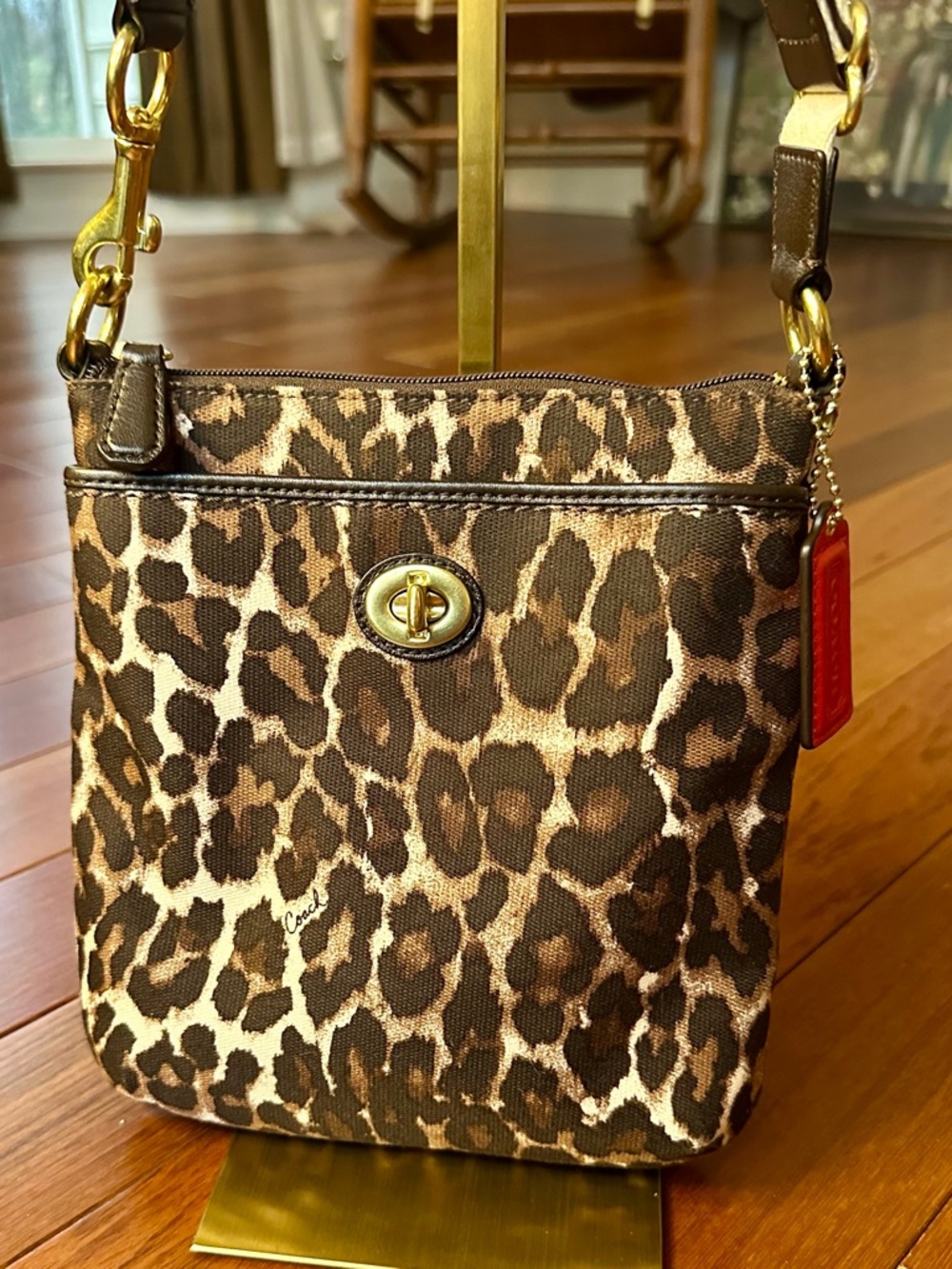 Coach Ocelot Leopard Print Crossbody Bag in Canvas with Turnlock Hardware EUC - Picture 12 of 13